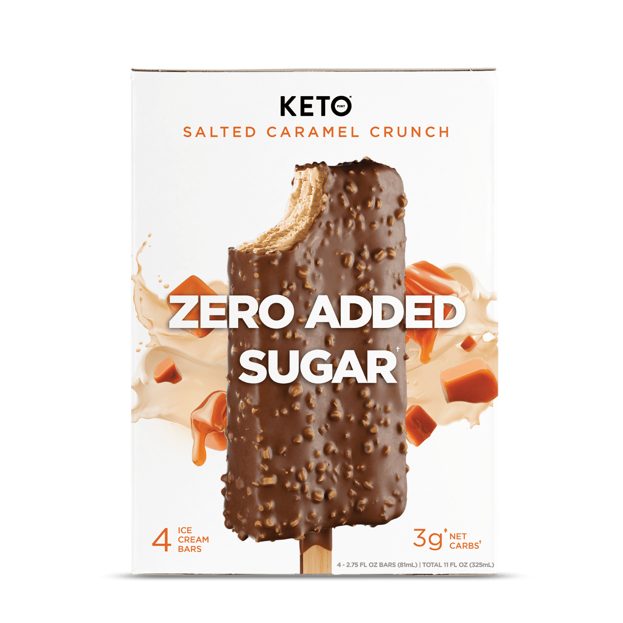 Keto Pint Sea Salt Caramel Crunch Ice Cream Bars, No Added Sugar, 2.75