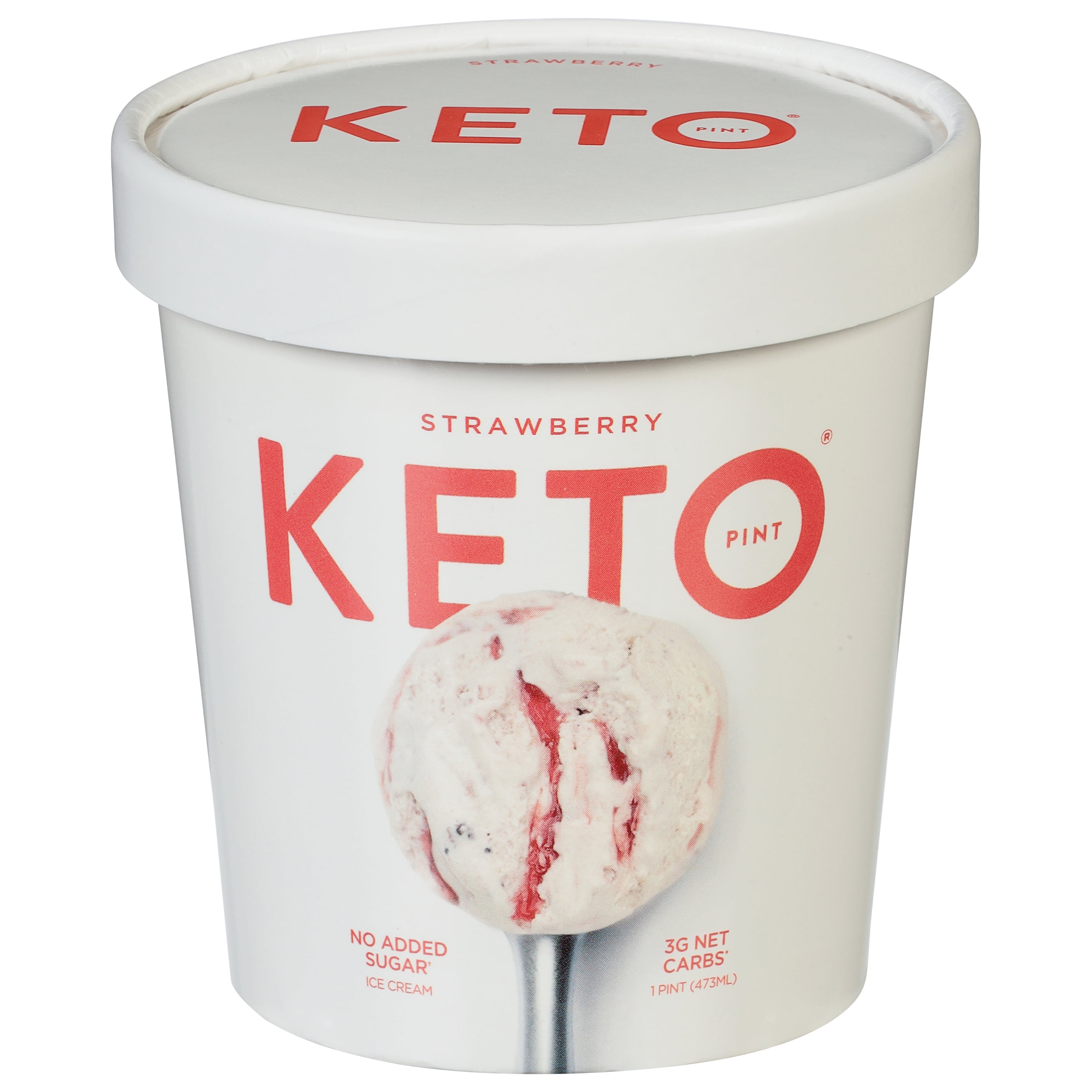 Keto Pint Strawberry Ice Cream, Zero Added Sugar, 16 fl oz, 3 Servings