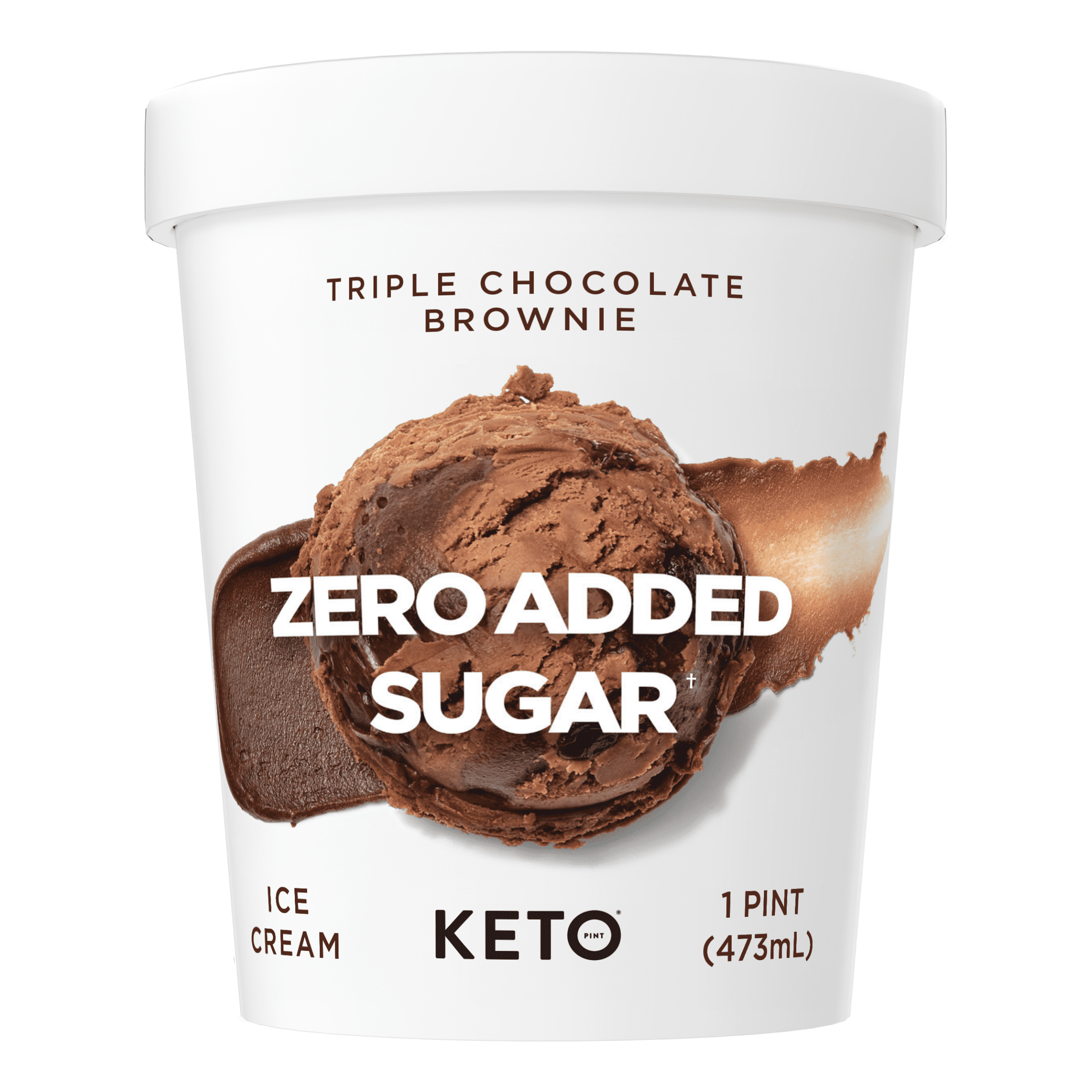 Keto Pint Triple Chocolate Brownie Ice Cream, No Added Sugar, 16 fl oz (Frozen)