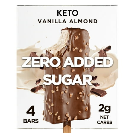 Keto Pint Vanilla Almond Ice Cream Bars, No Added Sugar, 2.75 fl oz, 4 Count