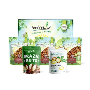 Keto Raw Nuts in a Gift Box - A Variety Pack of Pecans, Brazil Nuts, Macadamia Nuts, Walnuts and Hazelnuts – by Food to Live