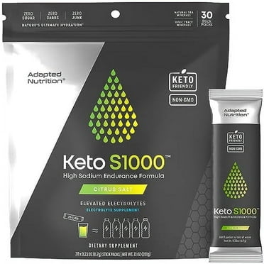 Keto S1000 Electrolyte Powder Packets | Keto and Paleo Friendly | No Sugar, No Calories, No Maltodextrin | Clean | 30 Citrus Salt Hydration Stick Packs