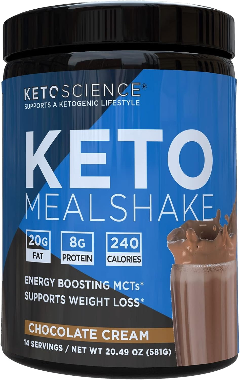 Keto Science Meal Shake, Ketone Drink, Chocolate, 20.7 oz., 14 servings