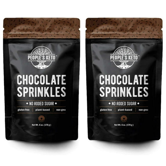 Keto Sprinkles, Sugar Free Sprinkles, 1g Net Carb, Large Value Size Bag, 6 oz, Non-GMO, Dye Free, Plant-Based, Vegan, Gluten Free, All Natural, No Artificial Coloring(Chocolate, 2 Pack)