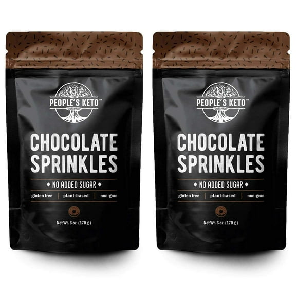 Keto Sprinkles, Sugar Free Sprinkles, 1g Net Carb, Large Value Size Bag, 6 oz, Non-GMO, Dye Free, Plant-Based, Vegan, Gluten Free, All Natural, No Artificial Coloring(Chocolate, 2 Pack)