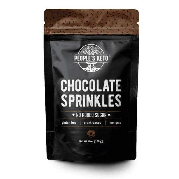 Keto Sprinkles, Sugar Free Sprinkles, 1g Net Carb, Large Value Size Bag, 6 oz, Non-GMO, Dye Free, Plant-Based, Vegan, Gluten Free, All Natural, No Artificial Coloring(Chocolate, Single Pack)
