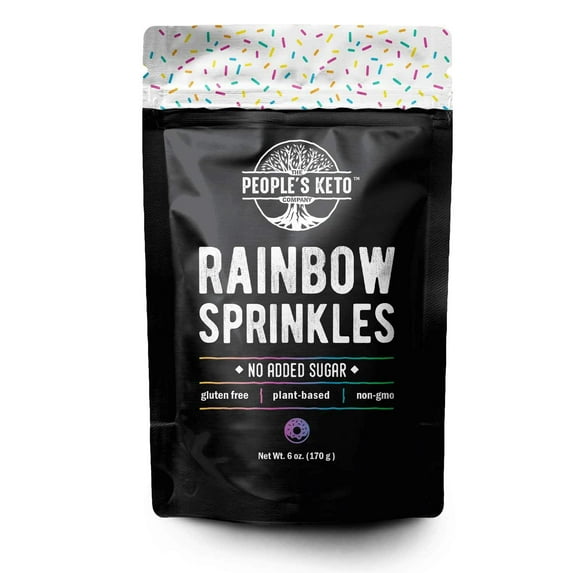 Keto Sprinkles, Sugar Free Sprinkles, 1g Net Carb, Large Value Size Bag, 6 oz, Non-GMO, Dye Free, Plant-Based, Vegan, Gluten Free, All Natural, No Artificial Coloring(Rainbow, Single Package)