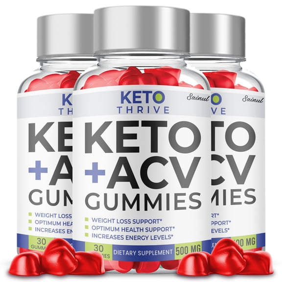 Keto Thrive Keto ACV Gummies, Maximum Strength, Apple Cider Vinegar, 3 Month Supply Dietary Supplement (3 Pack)