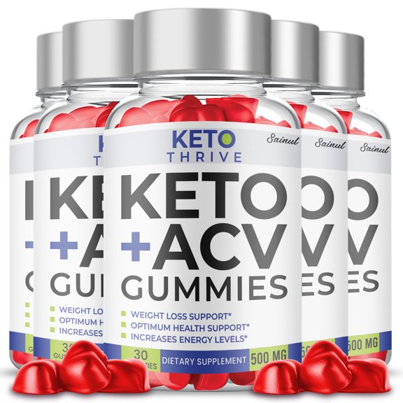 Keto Thrive Keto ACV Gummies, Maximum Strength, Apple Cider Vinegar, 5 Month Supply Dietary Supplement (5 Pack)
