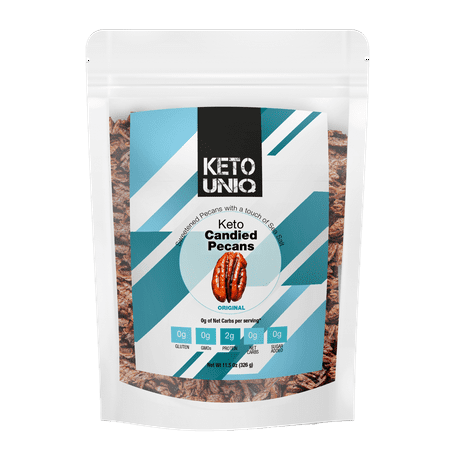 Keto Uniq, Pecan Candied & Glazed Pralines, Low Carb, No Sugar Added, Mega Bag 11.5 oz.