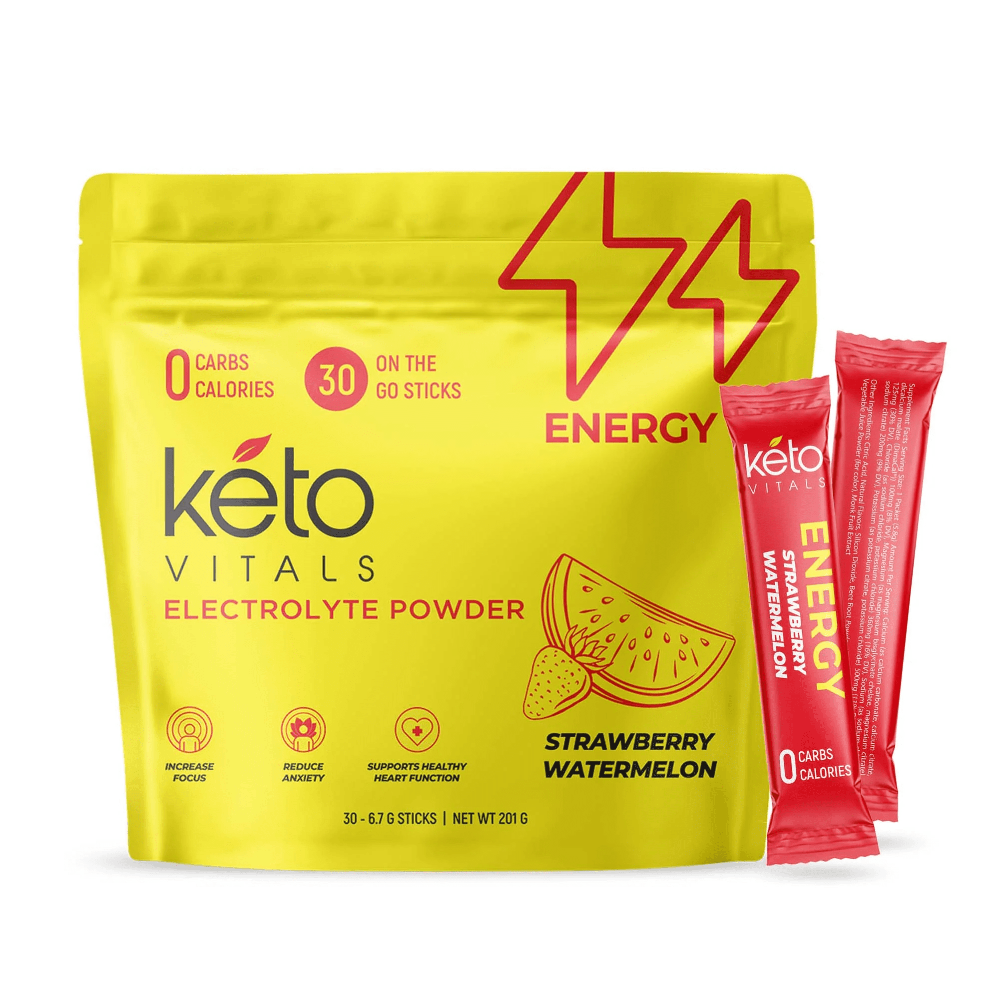 Keto Vitals Electrolyte Powder Keto Sugar Free Electrolytes 30 Servings Strawberry Watermelon