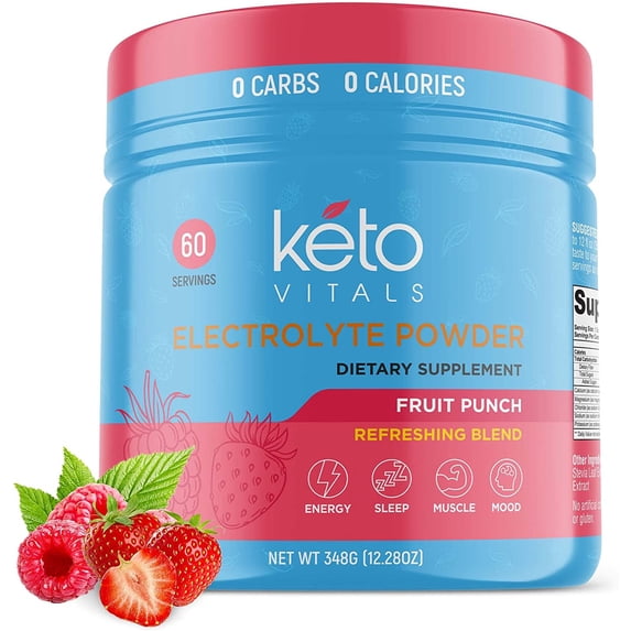 Keto Vitals Keto Electrolytes Powder for Hydration, Sleep, Energy, Muscle Function Fruit Punch