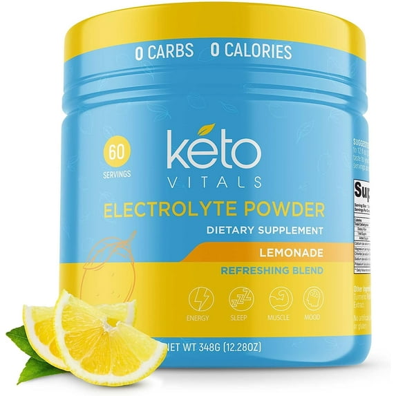 Keto Vitals Keto Electrolytes Powder for Hydration, Sleep, Energy, Muscle Function Lemonade