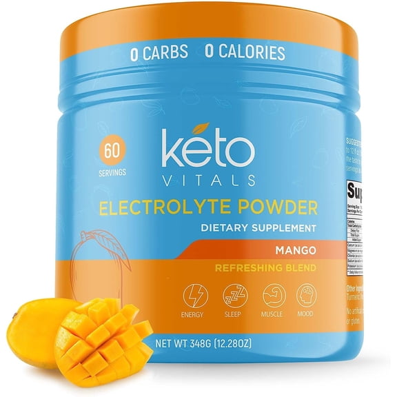 Keto Vitals Keto Electrolytes Powder for Hydration, Sleep, Energy, Muscle Function Mango