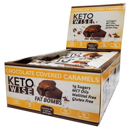 Keto Wise Fat Bomb Chocolate Covered Caramels -- 34 g Each / Pack of 16