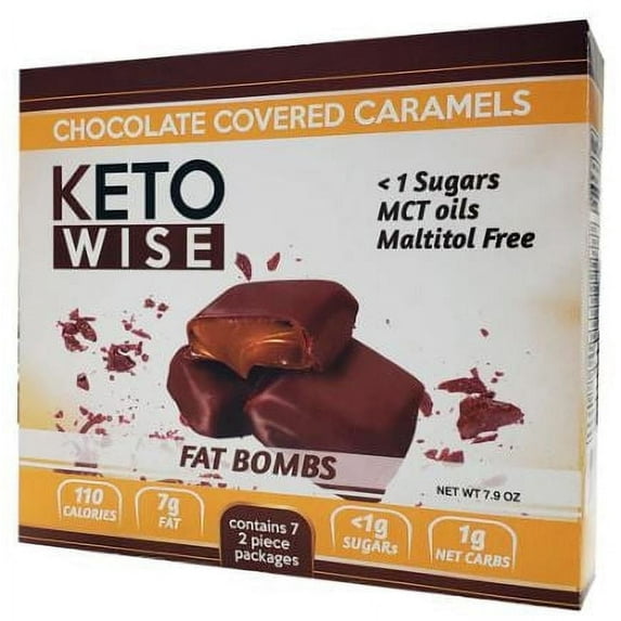 Keto Wise Fat Bombs Chocolate Covered Caramels -- 7.9 oz Pack of 2