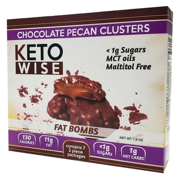 Keto Wise Fat Bombs Chocolate Pecan Clusters -- 7.9 oz Pack of 3