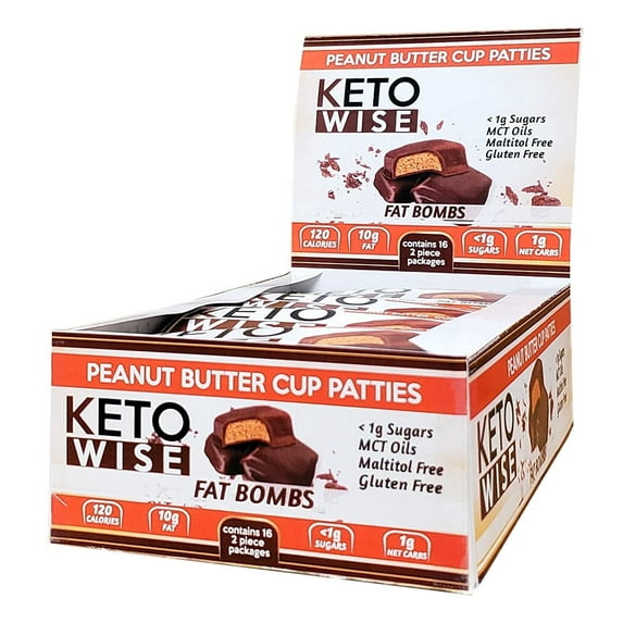 Keto Wise Fat Bombs Peanut Butter Cup Patties -- 34 g 16 each