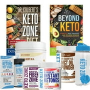 Keto Zone Complete Pack | MCT Powder Chocolate | PH Strips | Fiber Zone Berry | Instant Ketones Raspberry | Shaker | Two Books by Dr. Colbert
