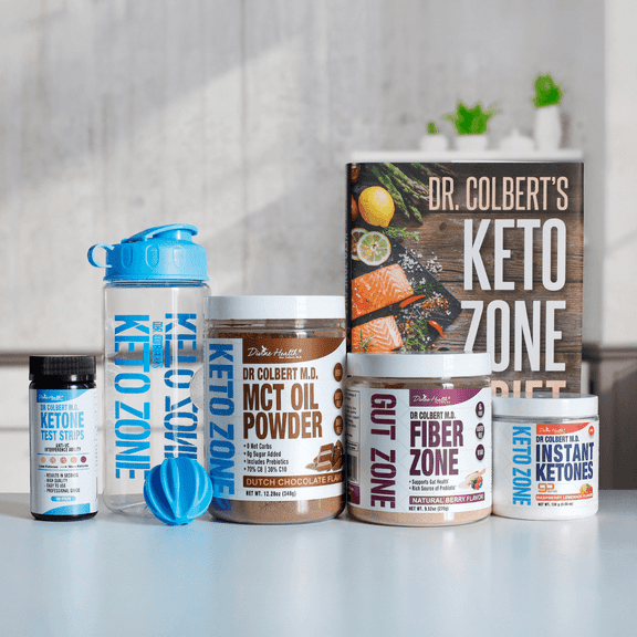 Divine Health Keto Zone Starter Pack, MCT Oil Powder, PH Strips, Fiber Zone, Instant Ketones, 1 Count