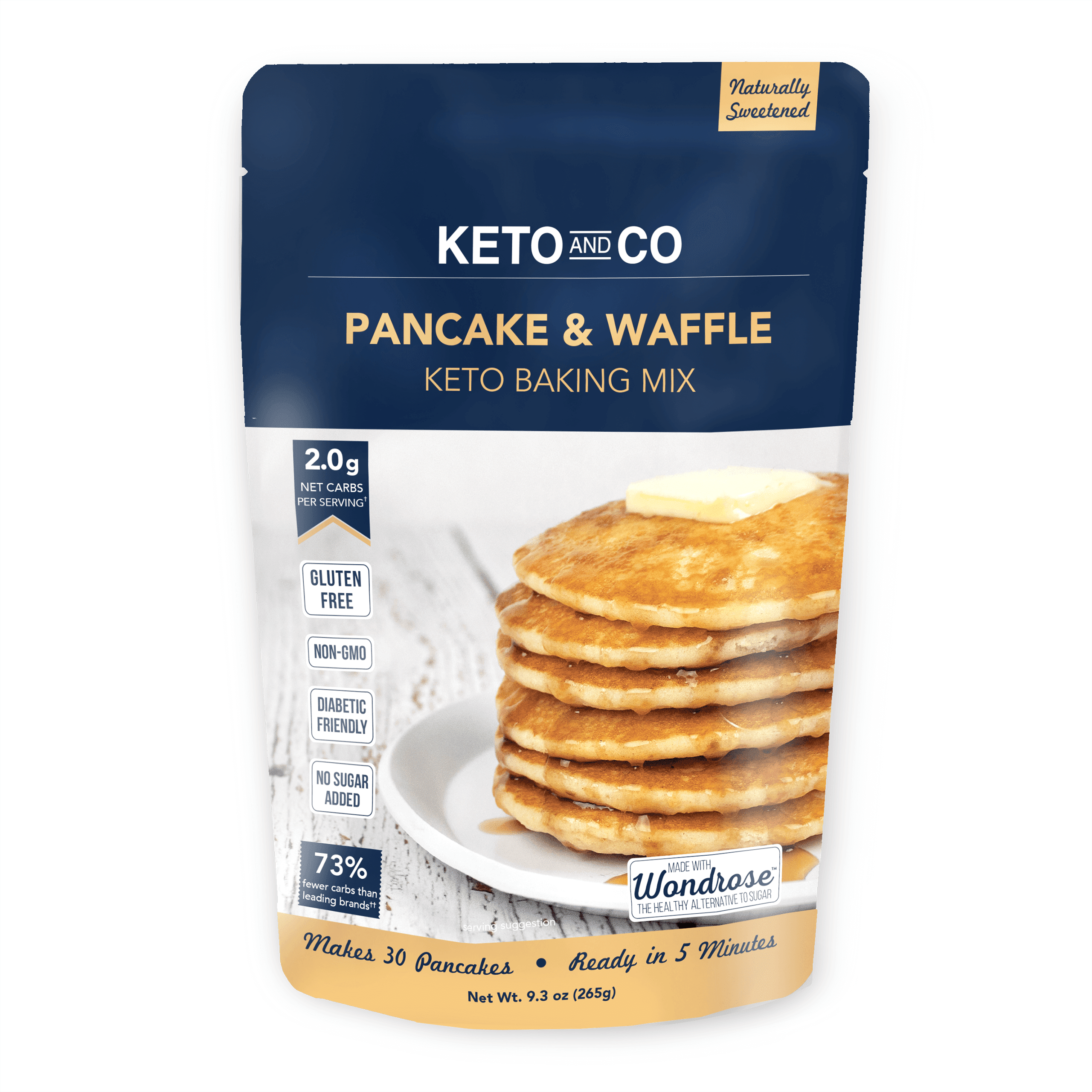 Keto and Co Pancake & Waffle Keto Baking Mix-Gluten Free (One Bag) 