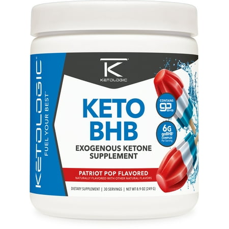 KetoLogic BHB Ketone Supplement (Patriot Pop, 30 Servings) - Suppresses Appetite, Increases Energy, Low Carb, Electrolytes, Beta-Hydroxybutyrate Salts