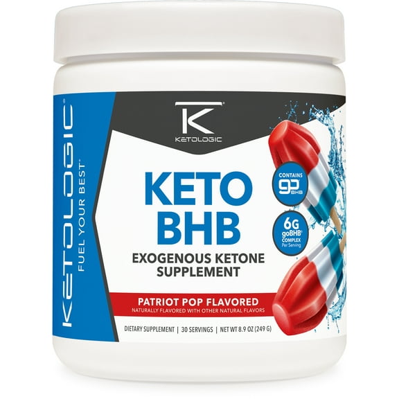 KetoLogic Keto BHB Exogenous Ketones Supplement, Patriot Pop | 30 Servings