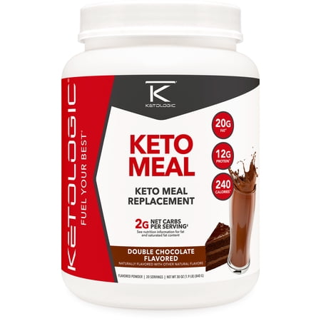 KetoLogic KetoMeal (Chocolate) 20 Servings - Keto Meal Replacement Shake Powder, 1g of Net Carbs, 20g of Fat, 12g of Protein