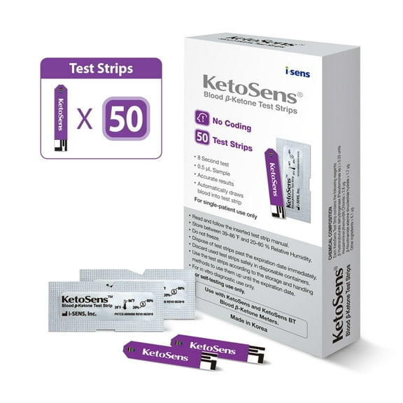 KetoSens Ketosens Blood Ketone Test Strips, 50 Count, for Keto Diet Monitoring