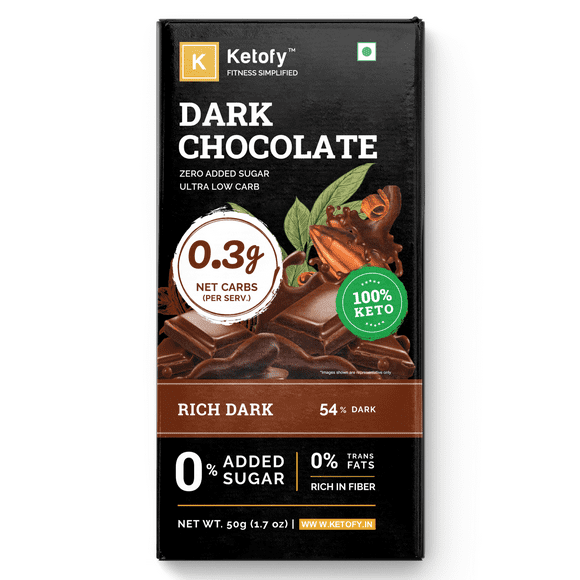 Ketofy - Dark Keto Chocolate (50g) | Sugar-Free Intense Dark Chocolate | No Maltitol | Gluten Free