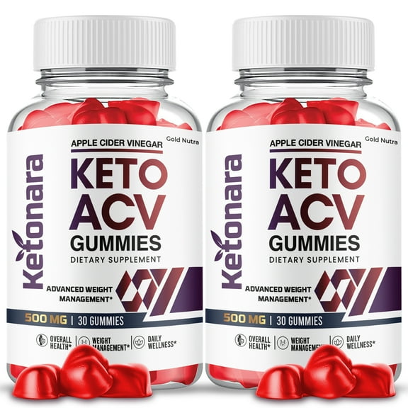 Ketonara Keto ACV Gummies, Maximum Strength for Weight Management, Apple Cider Vinegar, 30 day Supply Dietary Supplement (2 Pack)