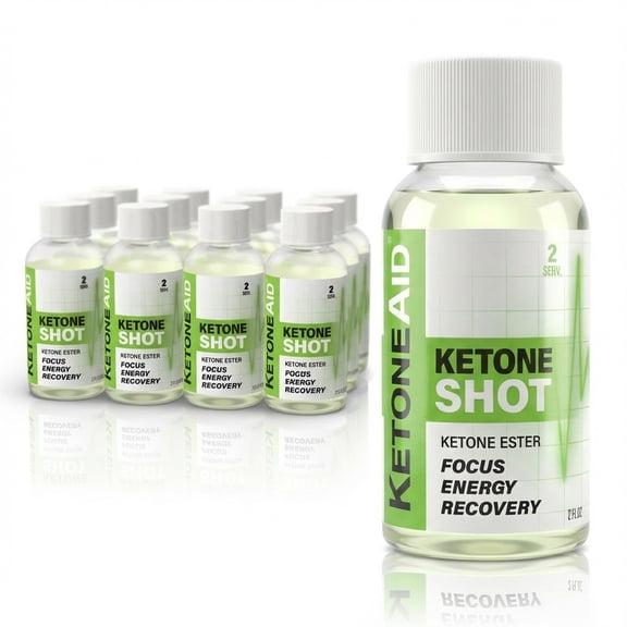 KetoneAid Ketone Shot | 5g Ketone Ester per bottle for focus, energy & recovery | 12 pack 2 fl oz bottles, peachy flavor, keto not required