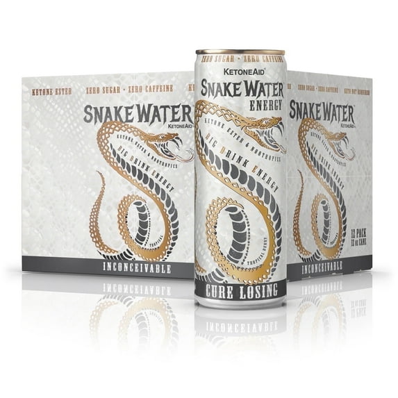 SnakeWater Ketone Energy Drink by KetoneAid – 12 pack 12oz cans – zero sugar | beats caffeine