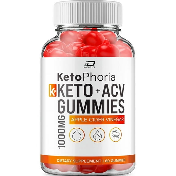 Ketophoria Keto ACV Gummies Supplement Keto phoria ACV Gummy Apple Cider Vinegar 1000MG, 1 Pack, 60 Gummies