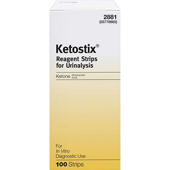 Ketostix Reagent Strips for Urinalysis, Measure Ketone Levels, 100-Count Box