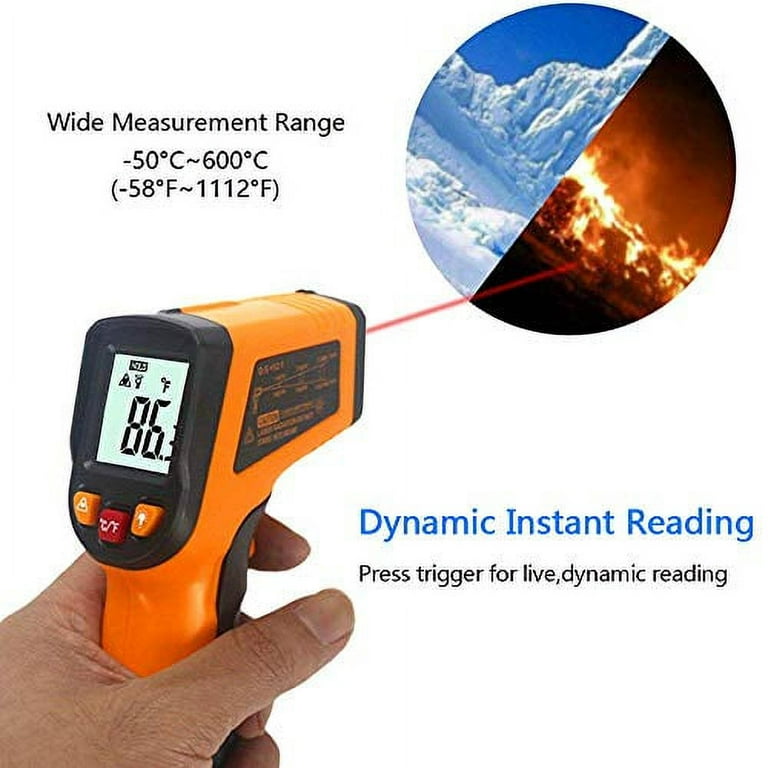 Digital Infrared Thermometer Gun for Cooking,BBQ,Pizza Oven,Ir Thermometer  with Backlight,-58℉~932℉(-50℃~500℃) Handheld Non Contact Heat Laser