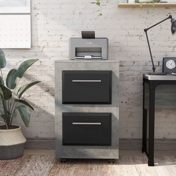 Kettering 2-Drawer Wood File Cabinet with Caster, Cement