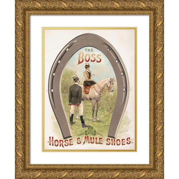 Ketterlinus 11x14 Gold Ornate Wood Frame and Double Matted Museum Art Print Titled - The Boss, Horse and Mule Shoes (1892)