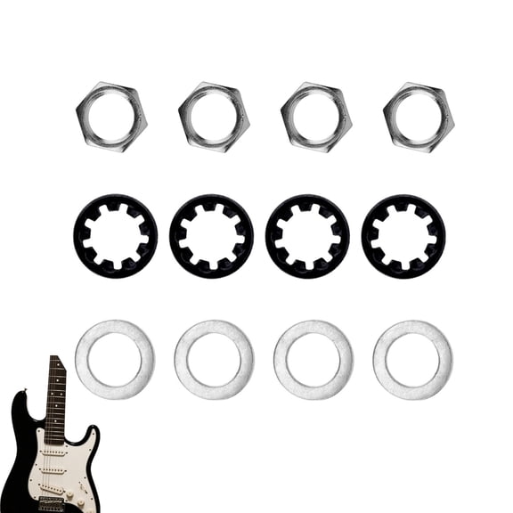 Kettion 12pcs 3/8" Guitar Jack Nut and Washer, Input/Output Socket Nut & Washer Replacement Parts for Electric Guitar Bass Acoustic Amp Hardware Repair
