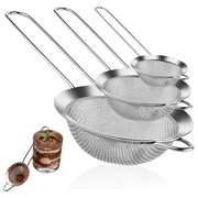 Kettion 3 Piece Mesh Strainers, Stainless Steel Strainer for Sifting, Straining, Cooking Kitchen Strainers Fine Mesh for Flour, Pasta, Loose Tea, Fruit, and Rice, Silver