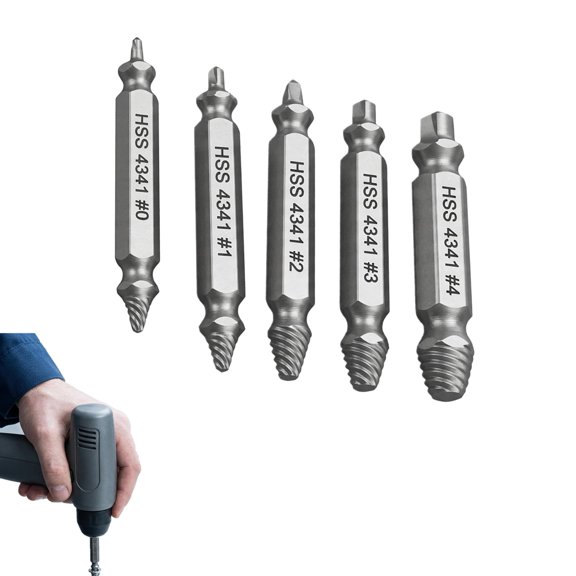 Kettion 5 PCS Screw Extractor Set, Damaged & Stripped Screw Remover Tool Kit, HSS 4341 Broken Bolt Extractor with Titanium Coating, DIY Hardware Repair Tools for Home Mechanics