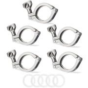 Kettion 5 Pcs Stainless Steel 304 Clamp Heavy Duty Single Pin Clamp Generic with Nut for with Silicone Gasket 1.5 Inch