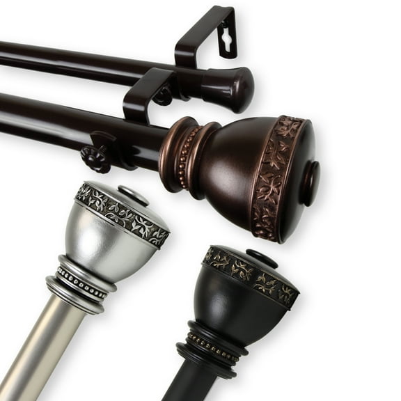 Kettle 1" Double Curtain Rod 48-84 inch - Black