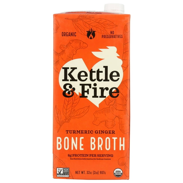 Kettle And Fire Chicken Bone Broth Turmeric Ginger 32 oz (Pack Of 6)