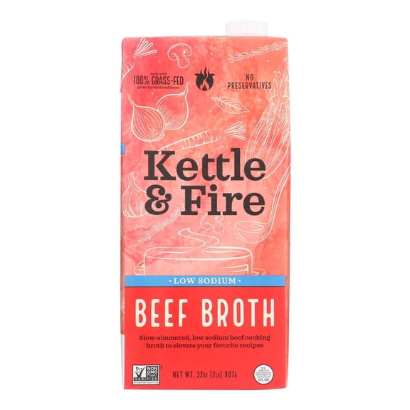 Kettle And Fire - Low Sodium Beef Broth - 32 OZ, Case of 8