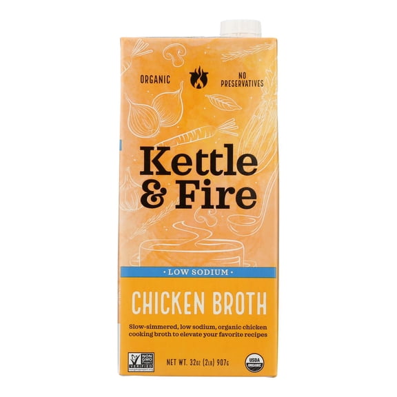 Kettle And Fire - Low Sodium Chicken Bone Broth - 32 OZ, Case of 8