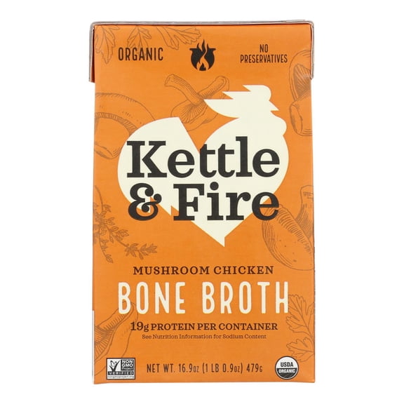 Kettle And Fire - Nutritious Mushroom Chicken Bone Broth - 16.9 FO, Case of 6