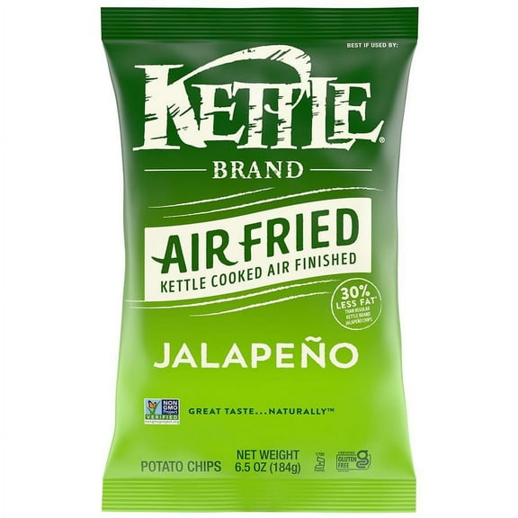 Kettle Brand Air Fried Kettle Potato Chips Jalapeno 6.5 oz Pack of 2