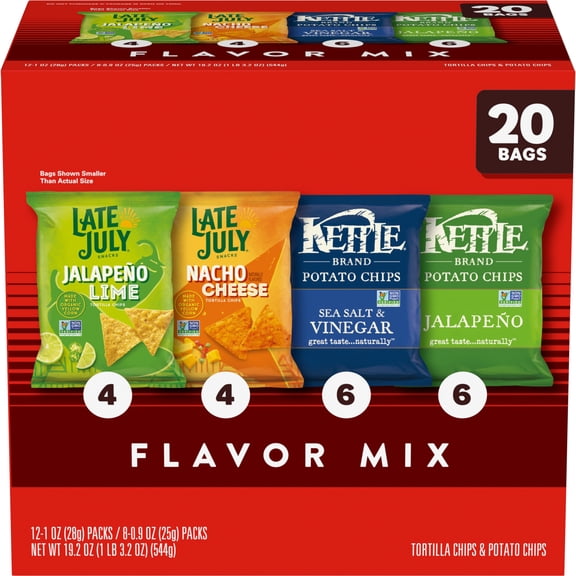 Kettle Brand and Late July Snacks Mix Variety Pack, 20 Count Snack Bags