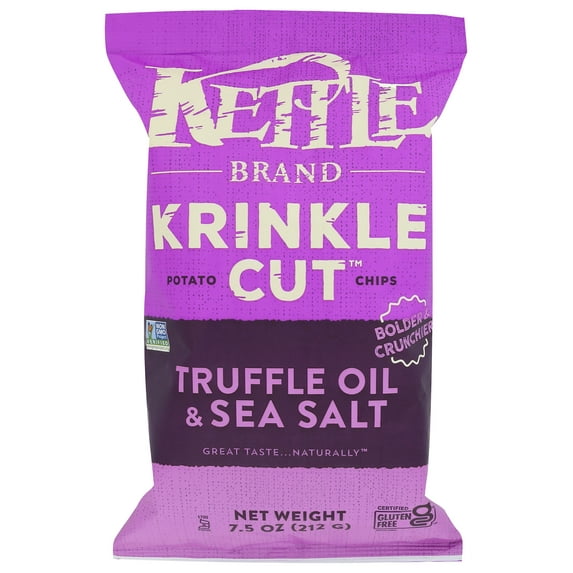 Kettle Brand, Kettle Cooked Potato Chips, Truffle Oil and Sea Salt, 7.5 Ounce, Pack Of 12